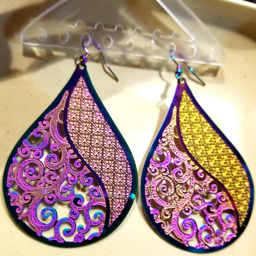 - Filigree Big Teardrop Design Earrings